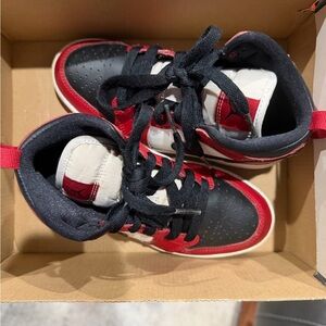 Jordan Kids Black and Red High-Top Sneakers